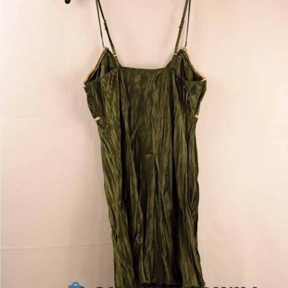 Vintage Fang Brand Olive Silnky Lace Beaded Camisole Size XL - Picture 2 of 4